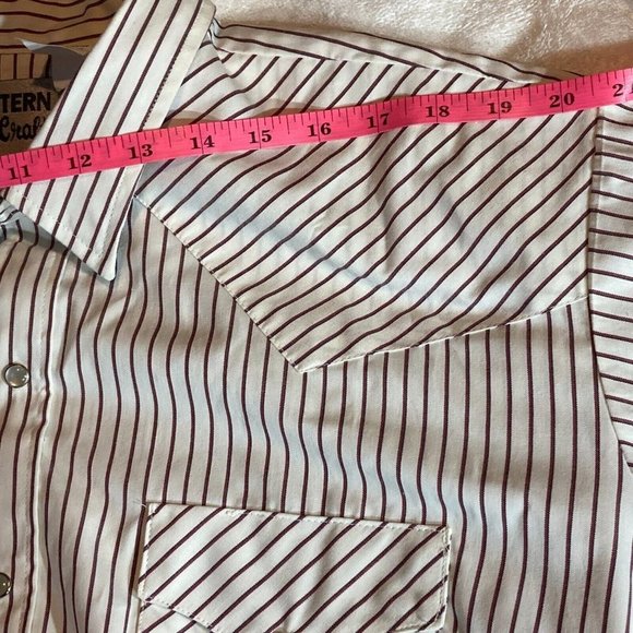VTG WMG Western Striped Mens Button White Size XL Pearl Snap 2Pocket Long Sleeve - Picture 6 of 14